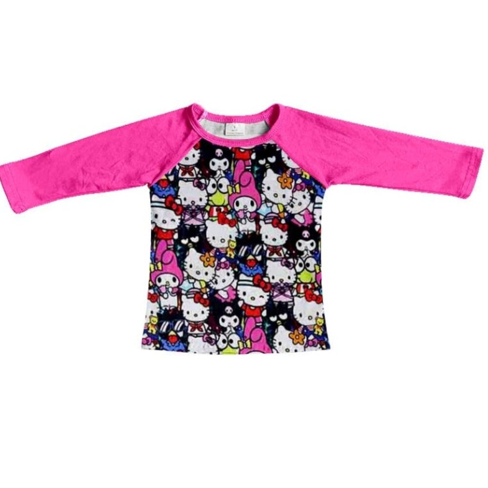 Black & Pink Kitty Long Sleeve Top